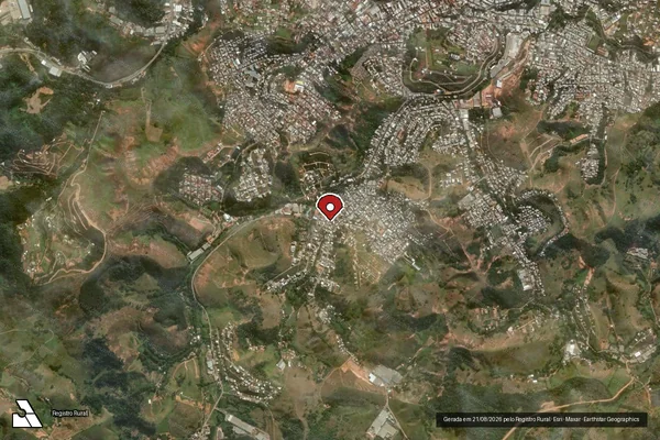 Imagem de satélite de Infração Ambiental em Ubá - MG (marcador da localização)