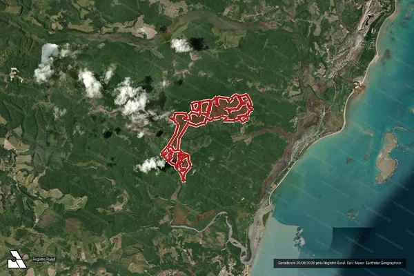 Imagem de satélite de Infração Ambiental em Santa Cruz Cabrália - BA