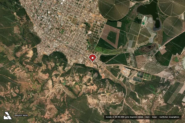 Imagem de satélite de Infração Ambiental em Taiobeiras - MG (marcador da localização)