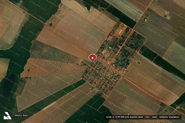 Imagem de satélite de Infração Ambiental em Nova Ubiratã - MT (marcador da localização)