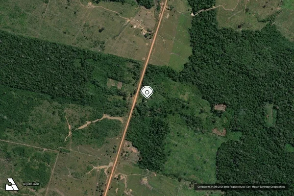 Imagem de satélite de Infração da Flora em Humaitá - AM (marcador da localização)
