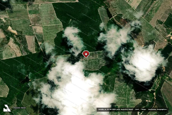 Imagem de satélite de Infração Ambiental em Arauá - SE (marcador da localização)
