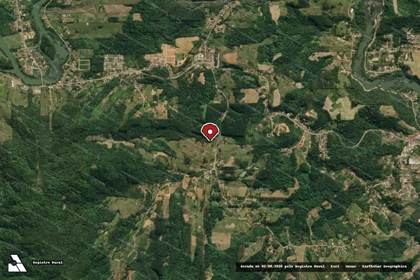 Imagem de satélite de Infração Ambiental em Ibirama - SC (marcador da localização)
