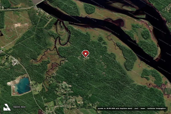 Imagem de satélite de Infração da Flora em Balneário Barra do Sul - SC (marcador da localização)