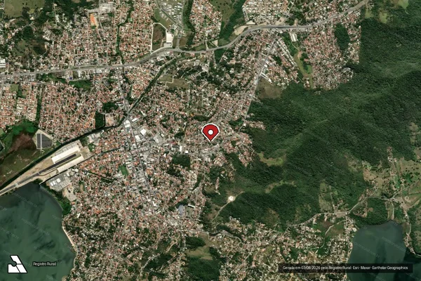 Imagem de satélite de Infração Ambiental em Maricá - RJ (marcador da localização)