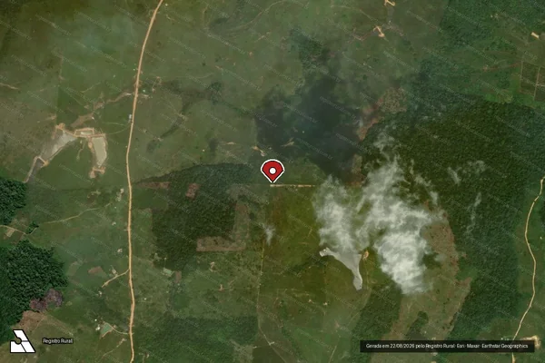 Imagem de satélite de Desmatamento em Mâncio Lima - AC (marcador da localização)