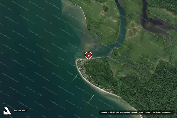 Imagem de satélite de Infração da Flora em Guaraqueçaba - PR (marcador da localização)