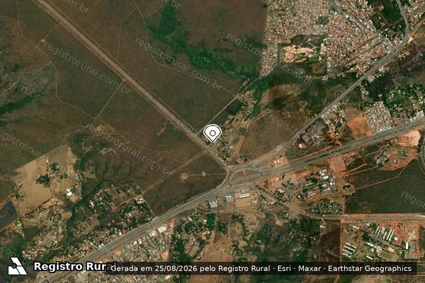 Imagem de satélite de Infração Ambiental em Brasília - DF (marcador da localização)