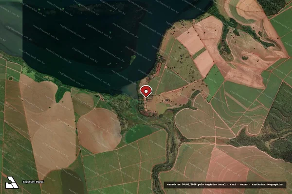 Imagem de satélite de Infração Ambiental em Aramina - SP (marcador da localização)