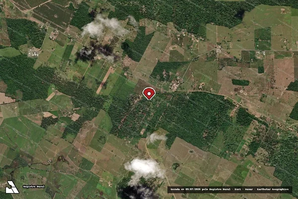 Imagem de satélite de Infração da Flora em Linhares - ES (marcador da localização)