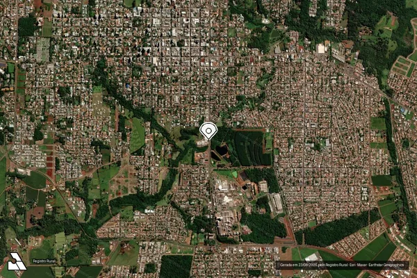 Imagem de satélite de Infração Ambiental em Toledo - PR (marcador da localização)
