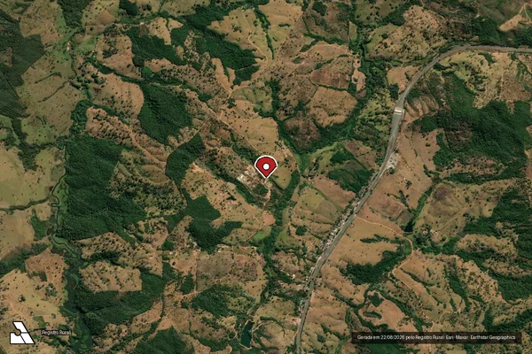 Imagem de satélite de Infração Ambiental em Alexânia - GO (marcador da localização)