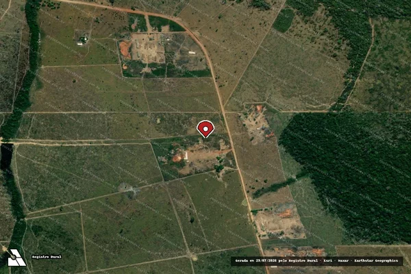 Imagem de satélite de Infração referente a Qualidade Ambiental em Colniza - MT (marcador da localização)