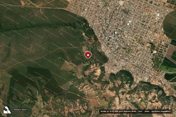 Imagem de satélite de Infração Ambiental em Taiobeiras - MG (marcador da localização)