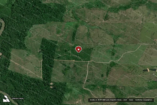 Imagem de satélite de Infração da Flora em Pacajá - PA (marcador da localização)