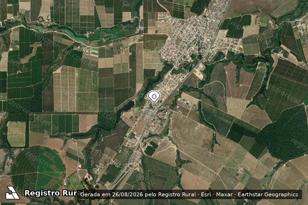 Imagem de satélite de Infração da Flora em Aracruz - ES (marcador da localização)