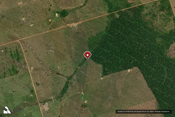 Imagem de satélite de Infração da Flora em Boca do Acre - AM (marcador da localização)