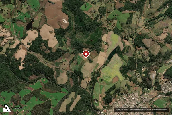 Imagem de satélite de Infração da Flora em Lebon Régis - SC (marcador da localização)