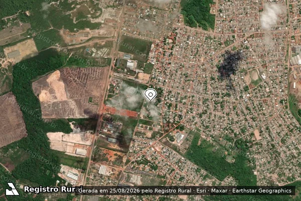 Imagem de satélite de Infração da Flora em Santarém - PA (marcador da localização)