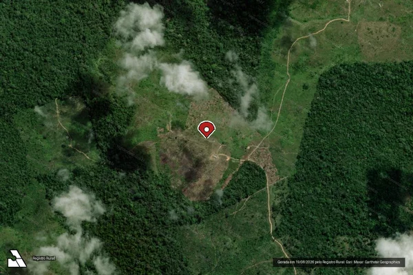 Imagem de satélite de Desmatamento em Pacajá - PA (marcador da localização)