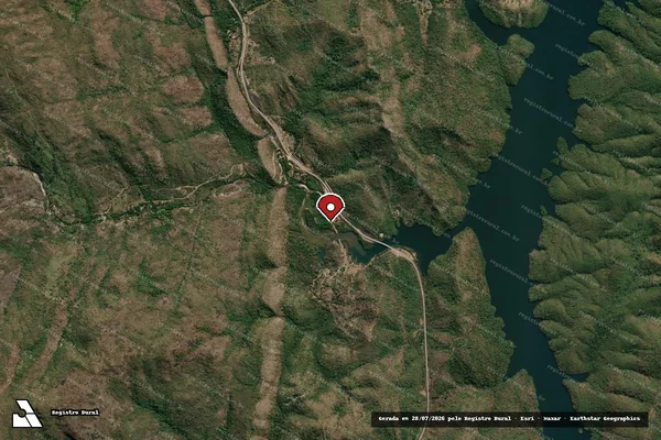Imagem de satélite de Infração da Flora em Minaçu - GO (marcador da localização)