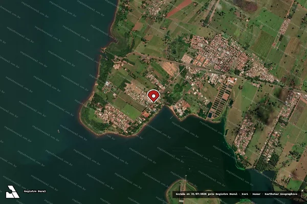 Imagem de satélite de Infração Ambiental em Rubinéia - SP (marcador da localização)