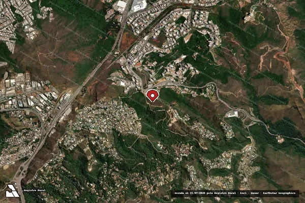 Imagem de satélite de Infração Ambiental em Nova Lima - MG (marcador da localização)
