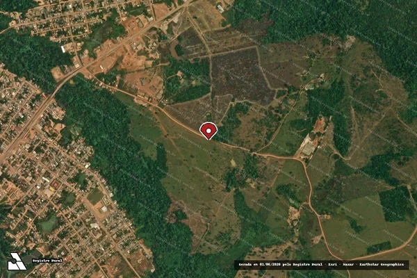 Imagem de satélite de Infração Ambiental em Trairão - PA (marcador da localização)