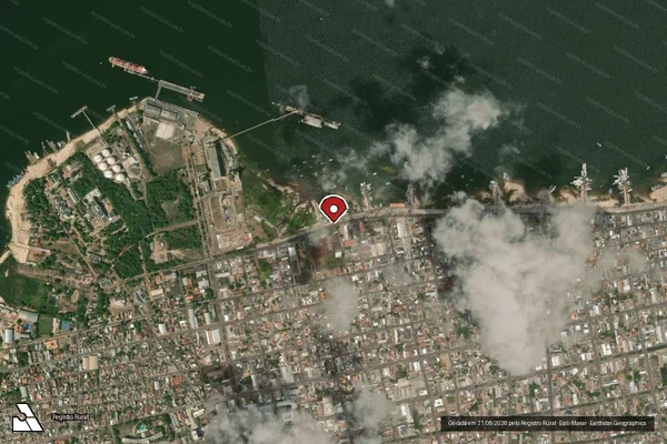 Imagem de satélite de Infração Ambiental em Santarém - PA (marcador da localização)