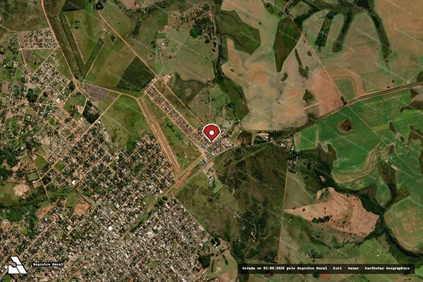 Imagem de satélite de Infração Ambiental em Coronel Sapucaia - MS (marcador da localização)