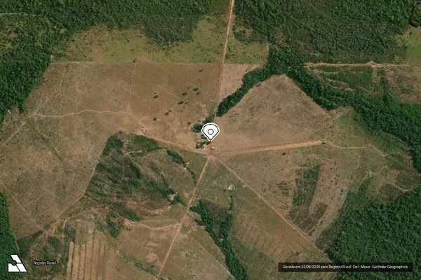 Imagem de satélite de Infração da Flora em Nova Canaã do Norte - MT (marcador da localização)