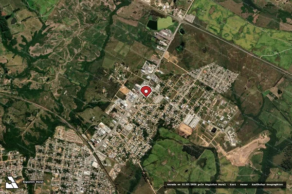 Imagem de satélite de Infração da Flora em Jaguarão - RS (marcador da localização)