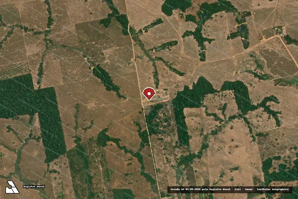 Imagem de satélite de Infração Ambiental em Nova Monte Verde - MT (marcador da localização)