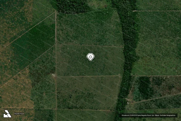 Imagem de satélite de Infração da Flora em Guajará-Mirim - RO (marcador da localização)