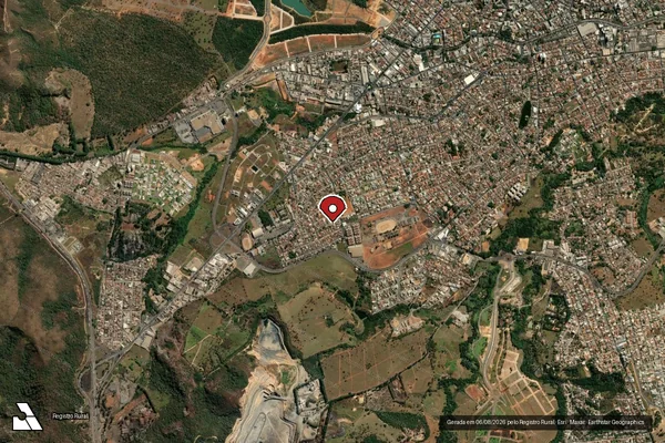 Imagem de satélite de Infração da Flora em Sete Lagoas - MG (marcador da localização)