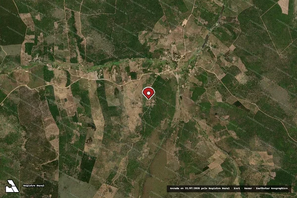 Imagem de satélite de Desmatamento em Encruzilhada - BA (marcador da localização)