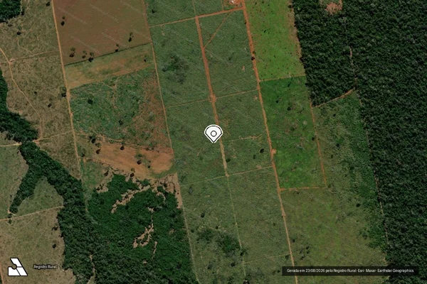 Imagem de satélite de Infração da Flora em Aripuanã - MT (marcador da localização)