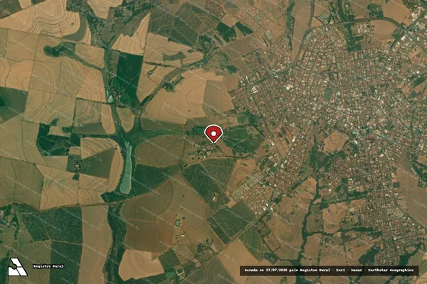 Imagem de satélite de Infração Ambiental em Monte Azul Paulista - SP (marcador da localização)