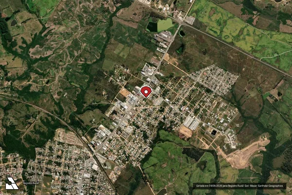 Imagem de satélite de Infração da Flora em Jaguarão - RS (marcador da localização)