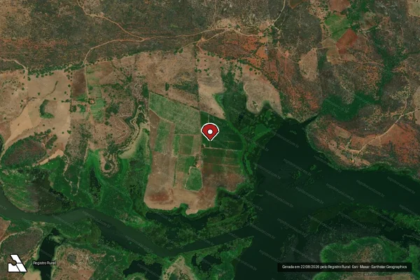 Imagem de satélite de Infração Ambiental em Cabaceiras - PB (marcador da localização)