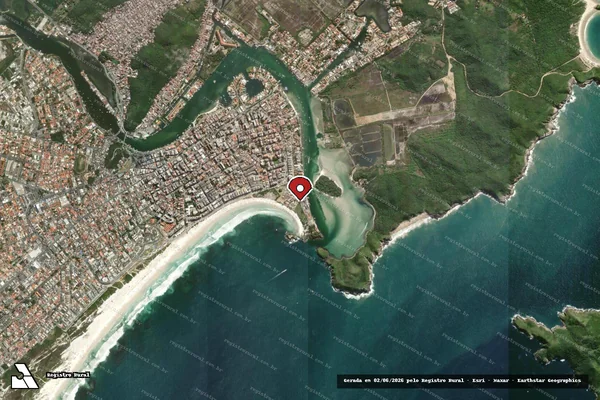 Imagem de satélite de Infração Ambiental em Cabo Frio - RJ (marcador da localização)