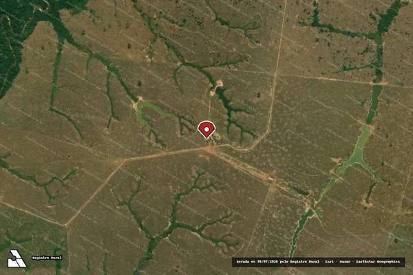 Imagem de satélite de Infração Ambiental em Lábrea - AM (marcador da localização)