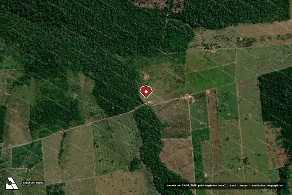 Imagem de satélite de Infração da Flora em Nova Mamoré - RO (marcador da localização)