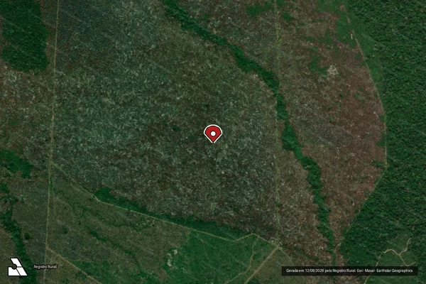 Imagem de satélite de Infração Ambiental em Lábrea - AM (marcador da localização)