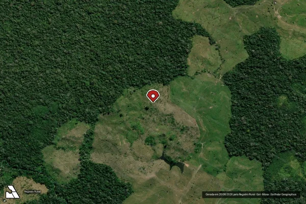 Imagem de satélite de Infração da Flora em Feijó - AC (marcador da localização)