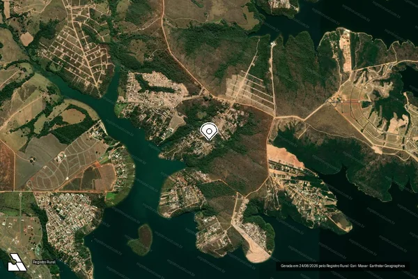 Imagem de satélite de Infração Ambiental em Abadiânia - GO (marcador da localização)