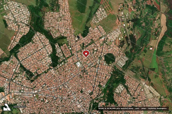 Imagem de satélite de Infração da Fauna em Botucatu - SP (marcador da localização)