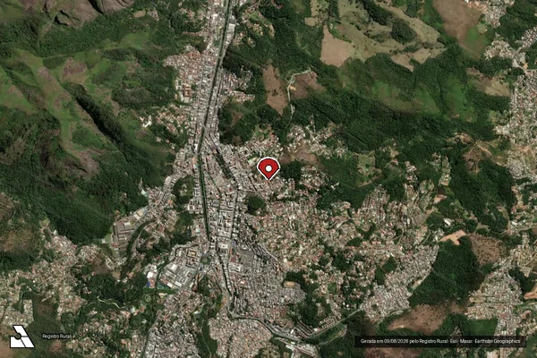 Imagem de satélite de Infração do CTF(Não Classificada-Móvel) em Nova Friburgo - RJ (marcador da localização)
