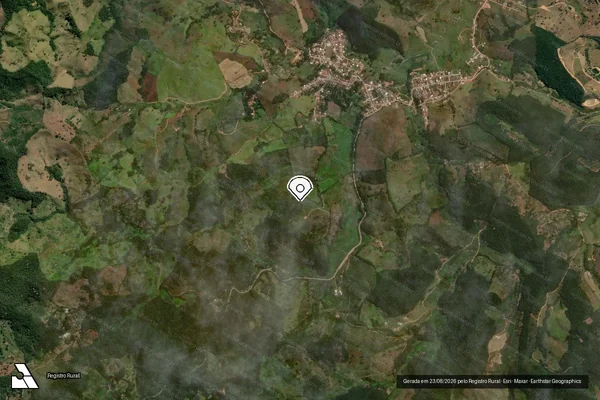 Imagem de satélite de Infração Ambiental em Santana dos Montes - MG (marcador da localização)