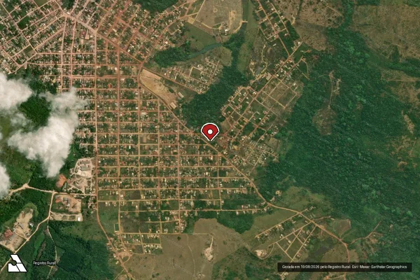 Imagem de satélite de Infração da Flora em Rurópolis - PA (marcador da localização)